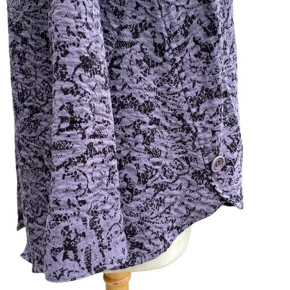 Habitat Button Down Abstract Top Sz S Purple Floral Tunic Lagenlook Artsy - Picture 8 of 14